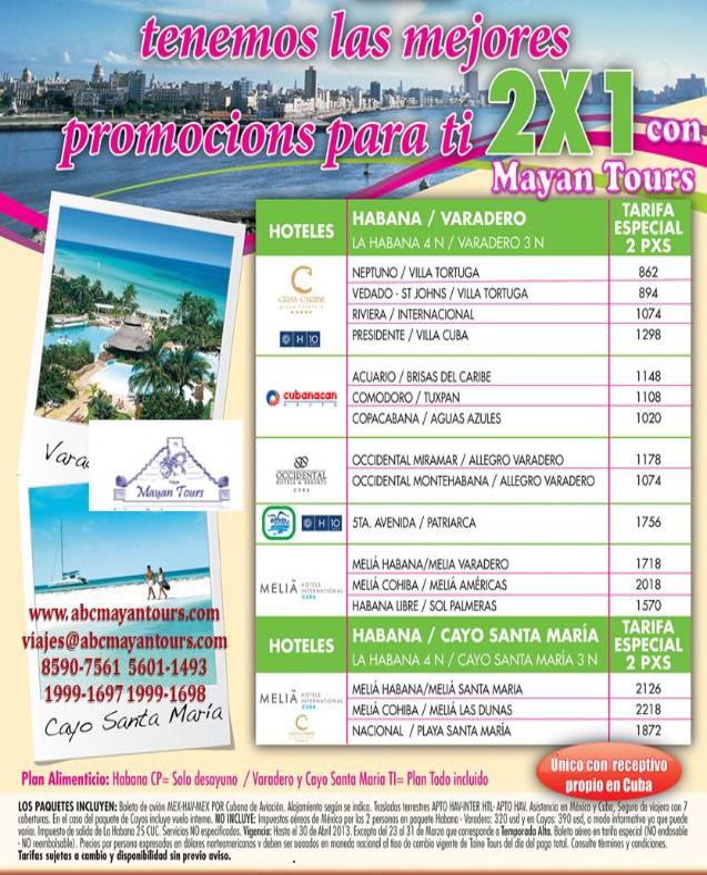 Paquetes a CUBA 2X1"Paquetes a Cuba Habana , Paquetes a Cuba Varadero